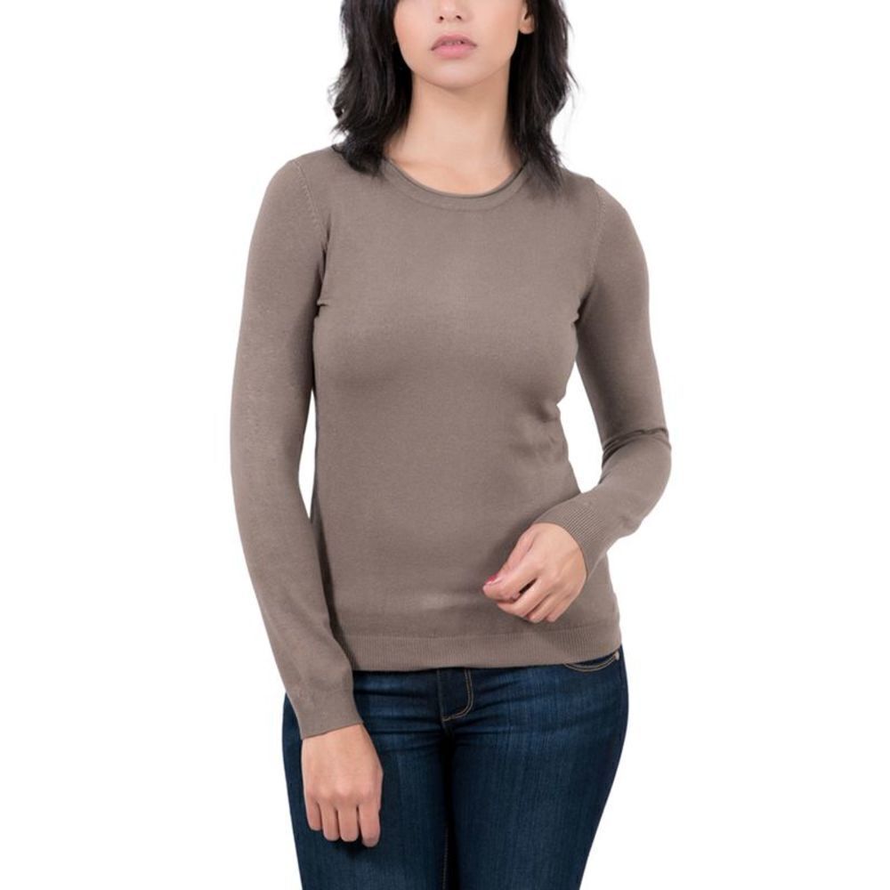 Real Cashmere Brown Crewneck Cashmere Blend WomensSweater